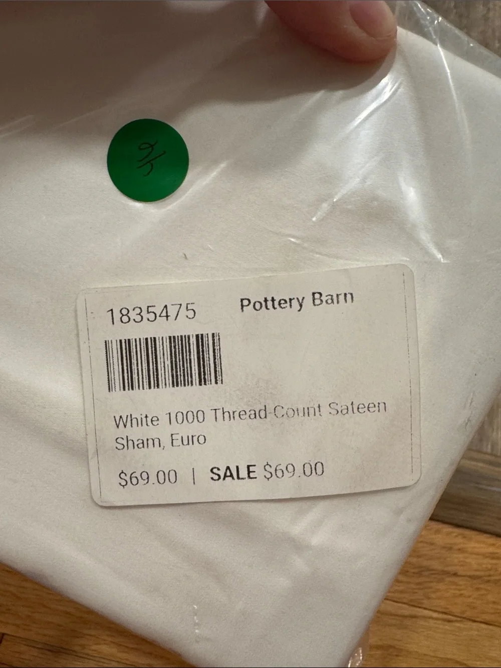 NWT, Pottery Barn- 1000 Thread Count Sateen sham, Euro, White